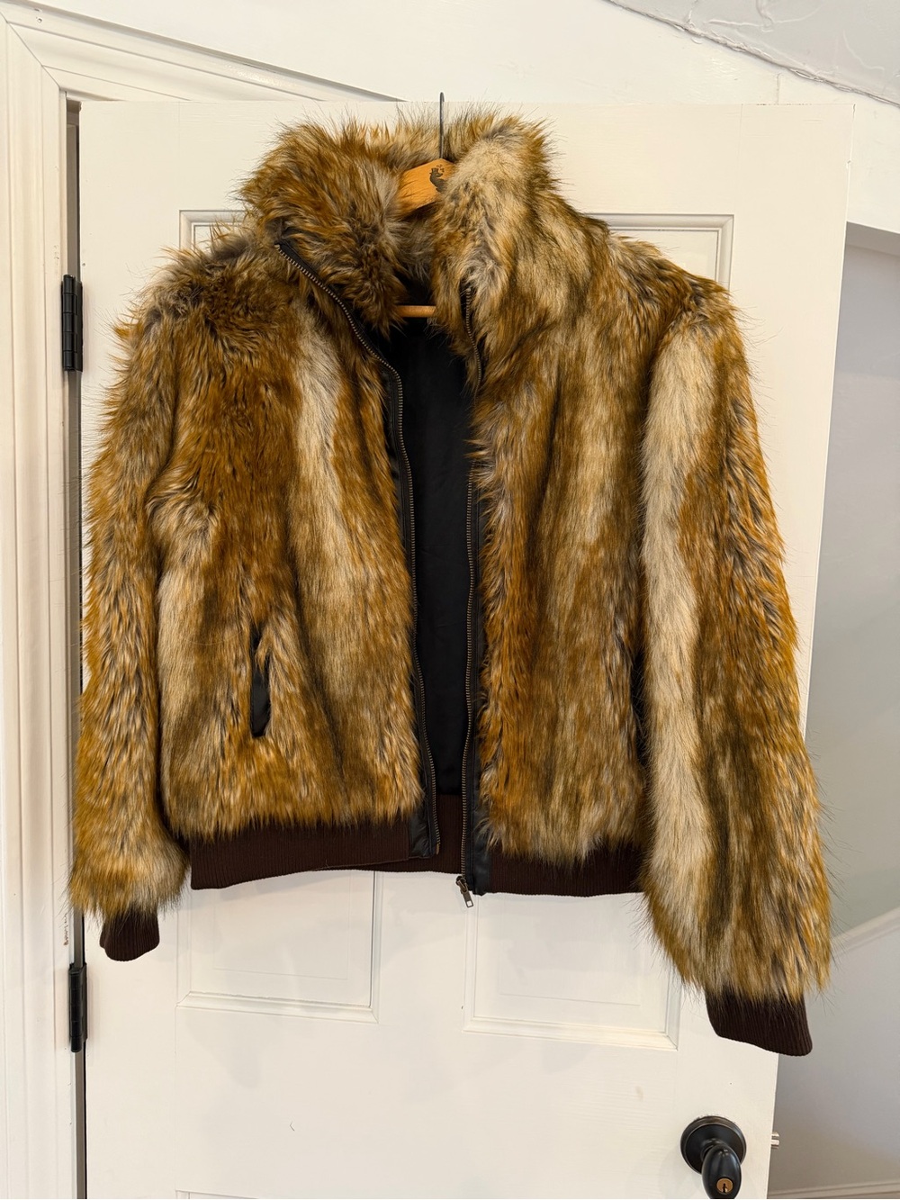 Women's Faux Fur Brown Bomber Jacket